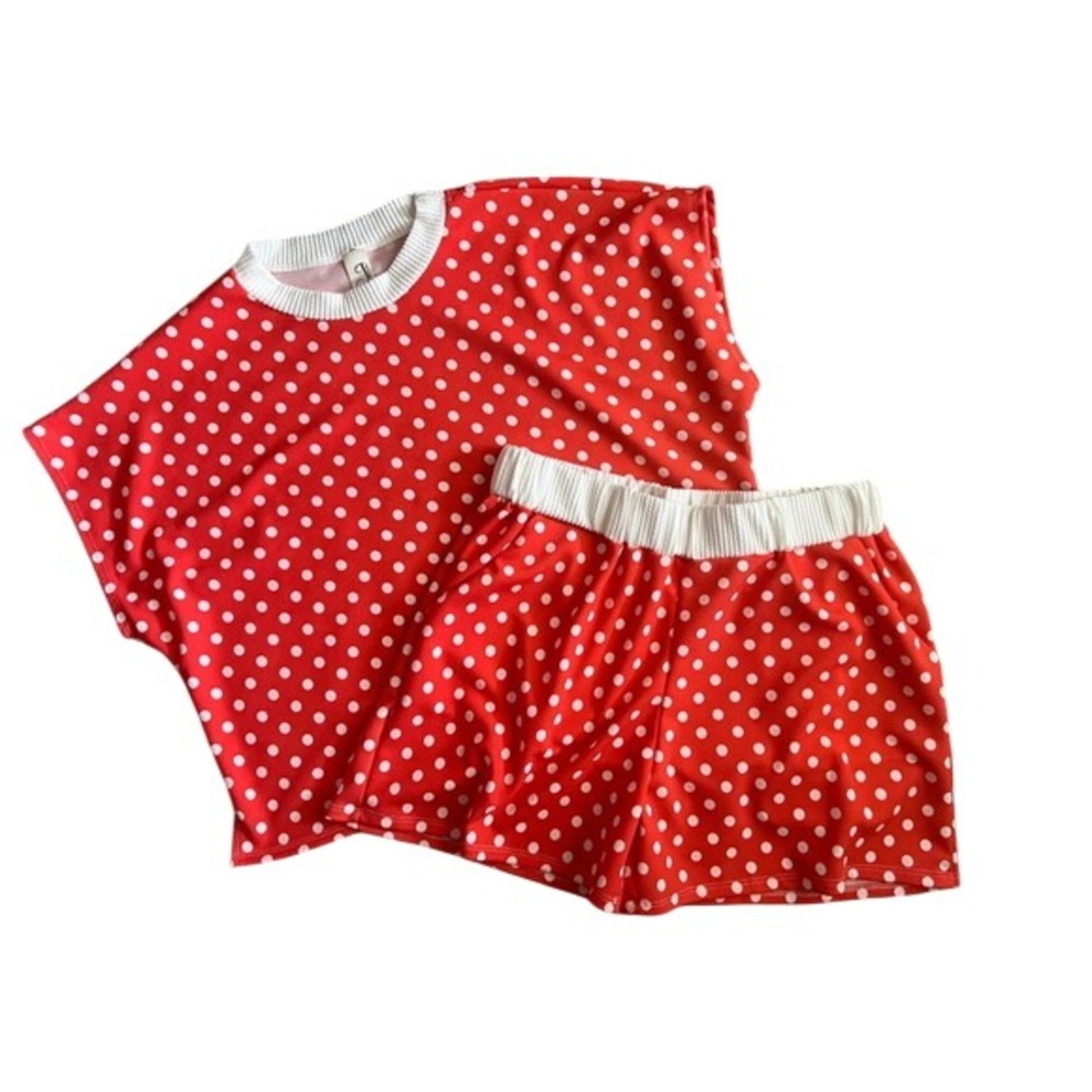 J Made in USA Red Polka Dot 2 Piece Shorts Set‎ Plus Size 2XL
